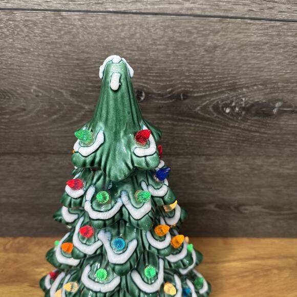 Vintage MCM Ceramic Christmas Tree 15” Lighted With Base Holiday Decor - Picture 3 of 10